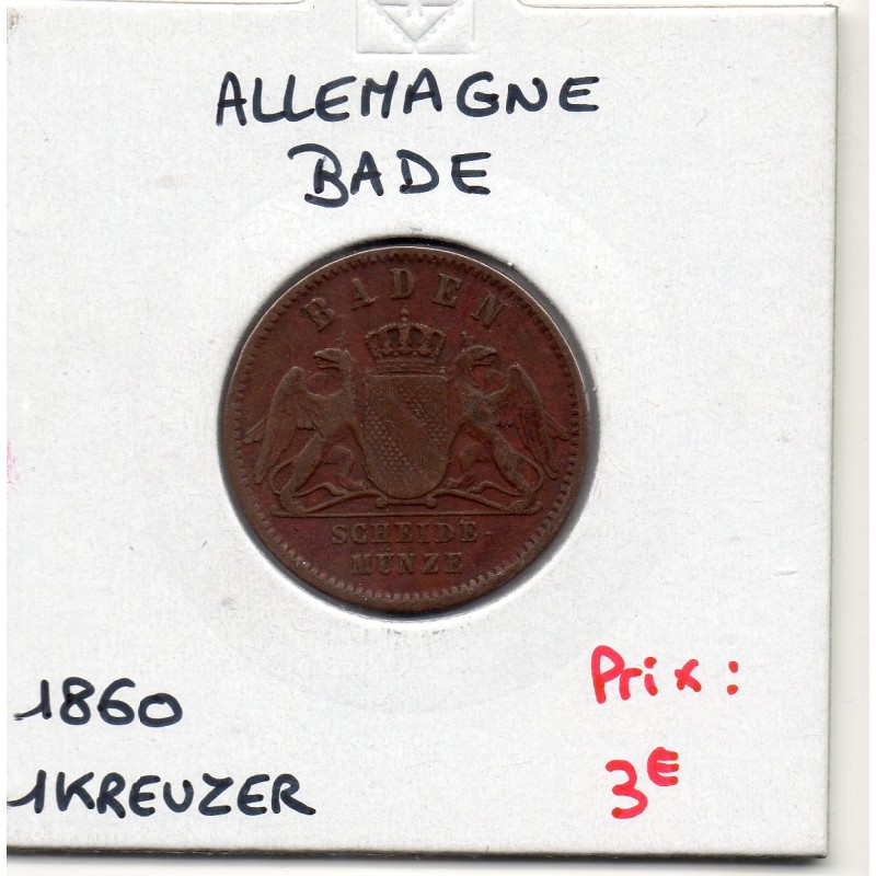 Grand-duché de Bade 1 kreuzer 1860, TTB-, KM 242 pièce de monnaie