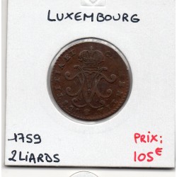 Luxembourg 2 liards 1759, TB+, KM 4 pièce de monnaie