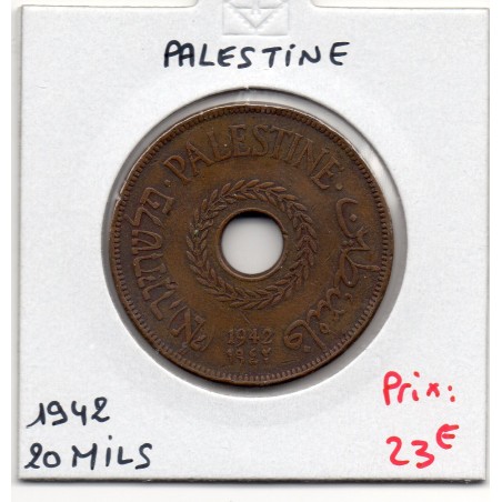 Palestine 20 Mils 1942, TTB, KM 5a pièce de monnaie