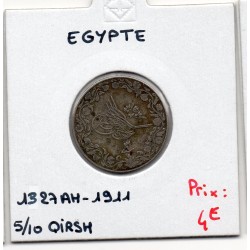 Egypte 5/10 qirsh 1327 AH an 3 - 1911, TTB, KM 304 pièce de monnaie