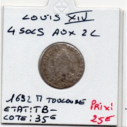 4 Sols au 2L 1692 M Toulouse Louis XIV reformé pièce de monnaie royale