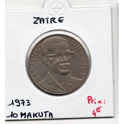 Zaire 10 makuta 1973 TTB, KM 7 pièces de monnaie