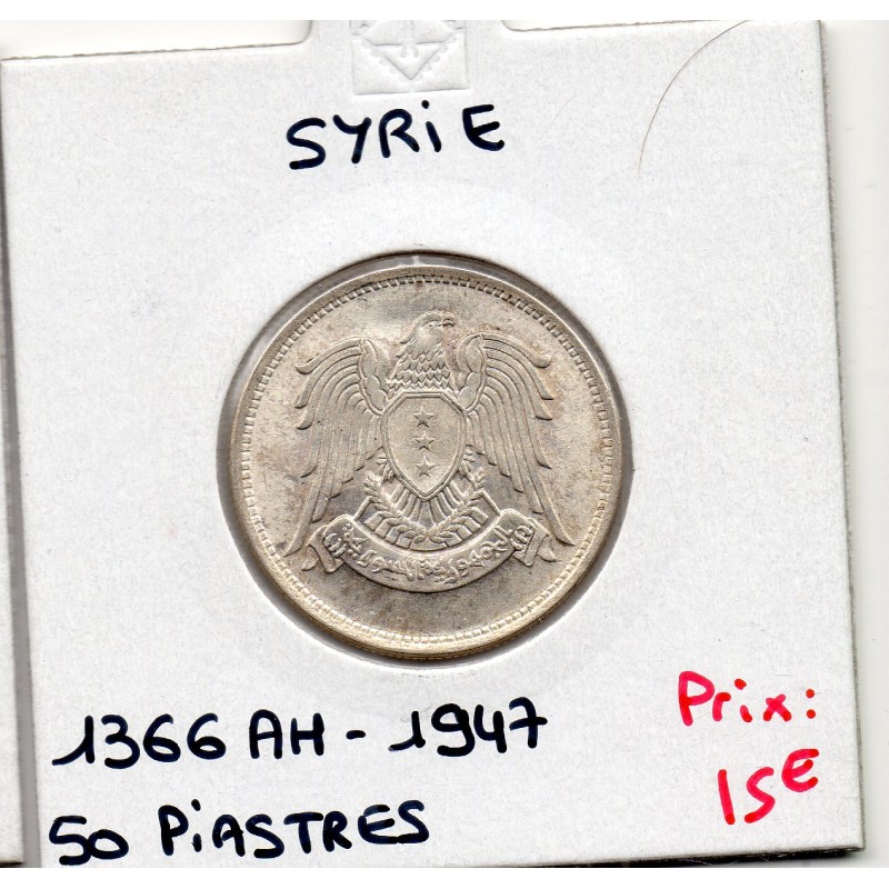 Syrie 50 Piastres 1366 AH - 1947, Sup+, KM 80 pièce de monnaie