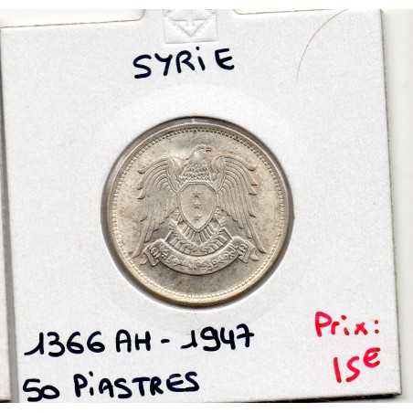 Syrie 50 Piastres 1366 AH - 1947, Sup+, KM 80 pièce de monnaie