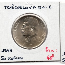 Tchecoslovaquie 50 korun 1949, Spl, KM 28 pièce de monnaie