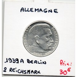 Allemagne 2 reichsmark 1939 A, Sup +, KM 93 pièce de monnaie