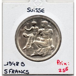 Suisse 5 francs 1948, Spl, KM 48 pièce de monnaie