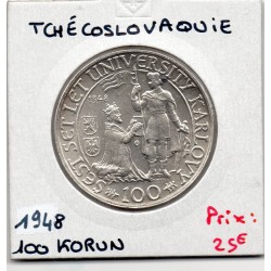 Tchecoslovaquie 100 korun 1948, Spl, KM 26 pièce de monnaie