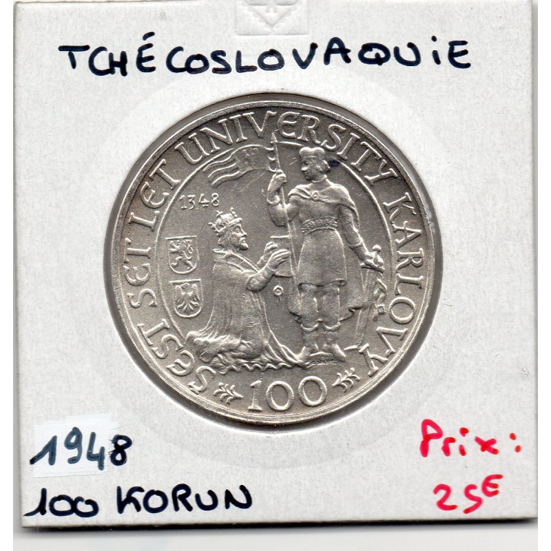 Tchecoslovaquie 100 korun 1948, Spl, KM 26 pièce de monnaie