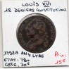 12 denier Constitution Louis XVI 1792 An 4 A Lyre Paris, TB+, France pièce de monnaie