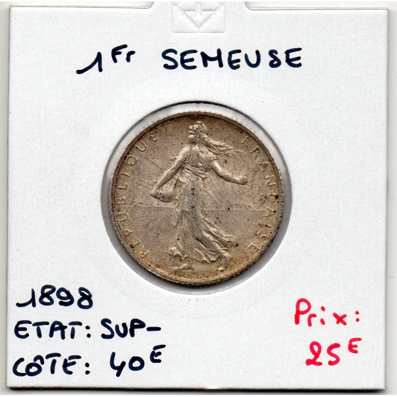 1 franc Semeuse Argent 1898, Sup-, France pièce de monnaie