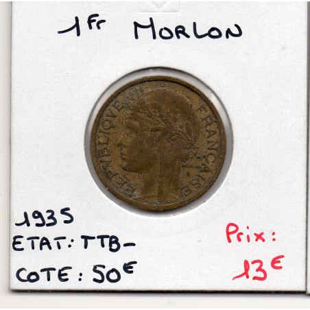 1 franc Morlon 1935, TTB-, France pièce de monnaie