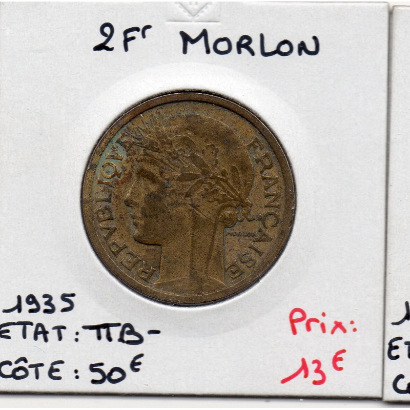 2 francs Morlon 1935, TTB-, France pièce de monnaie