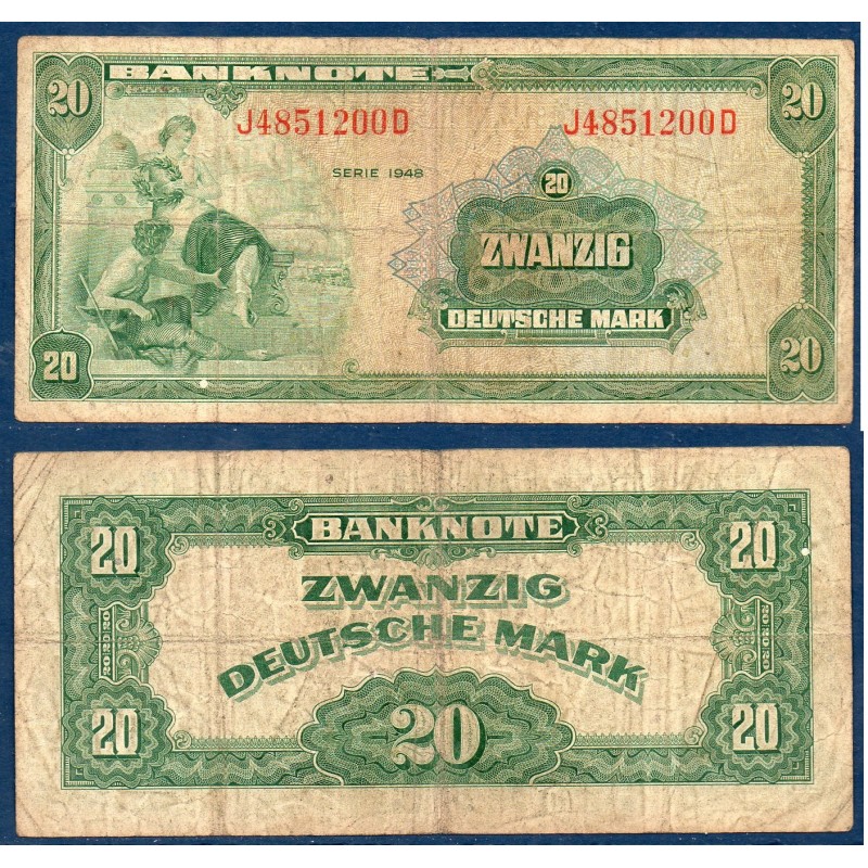 Allemagne RFA Pick N°6a, B, Billet de banque de 2 Mark 1948