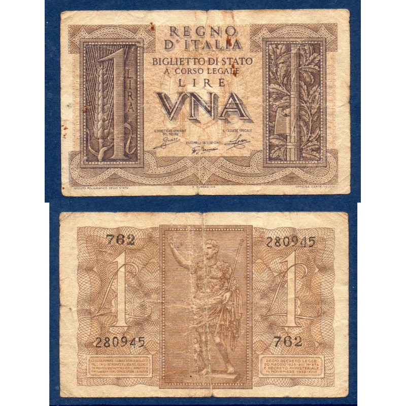 Italie P.26, B Billet de 1 Lire 1939 auguste