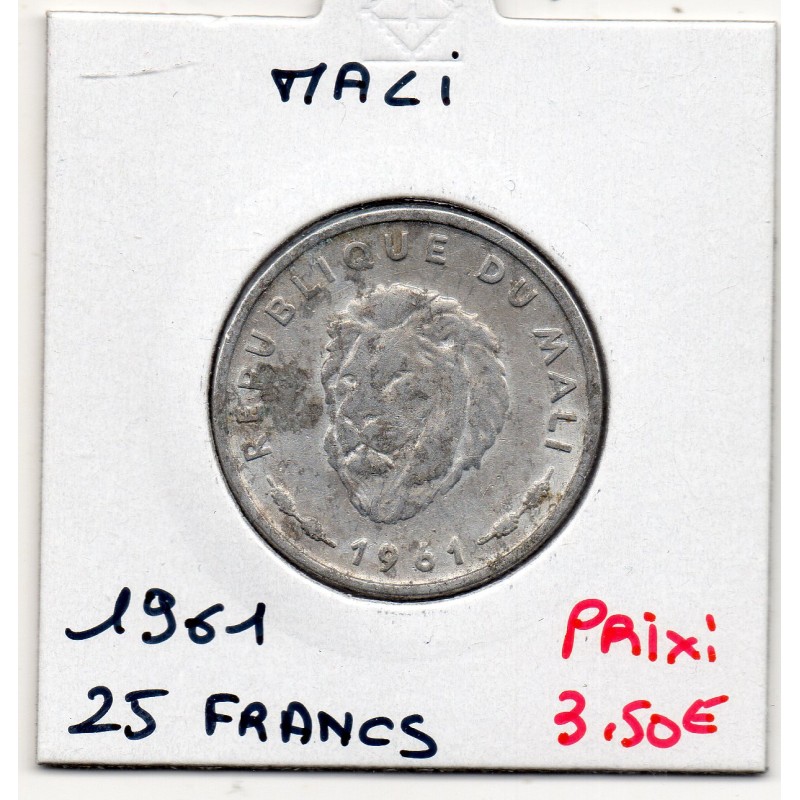 Mali 25 francs maliens 1961 TB, KM 4 pièce de monnaie