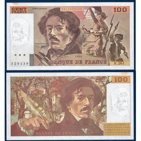 100 Francs Delacroix, Sup+, 1994 Billet de la banque de France