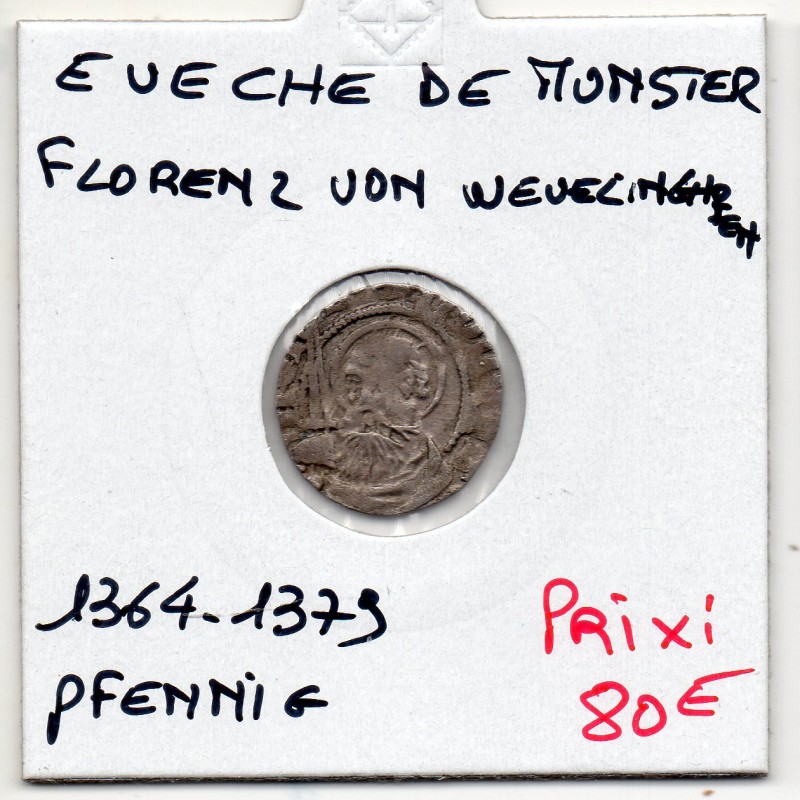 Evêché de Munster 1 pfennig 1364-1379 TB, Florenz Von Wavelinghofen pièce de monnaie