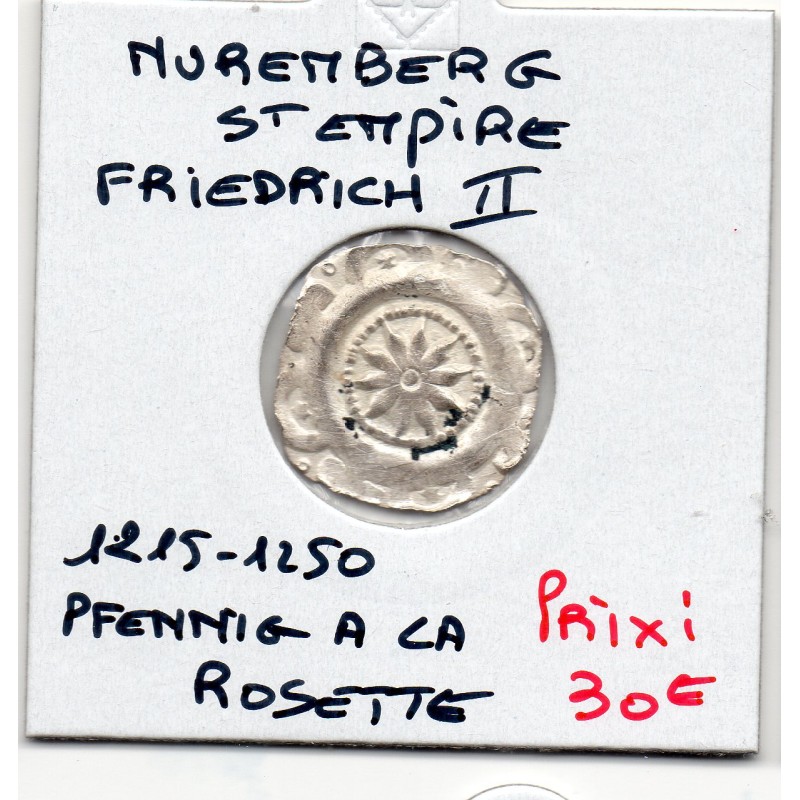 Nuremberg pfennig 1225-1250 TTB, Friedrich II du Saint Empire pièce de monnaie