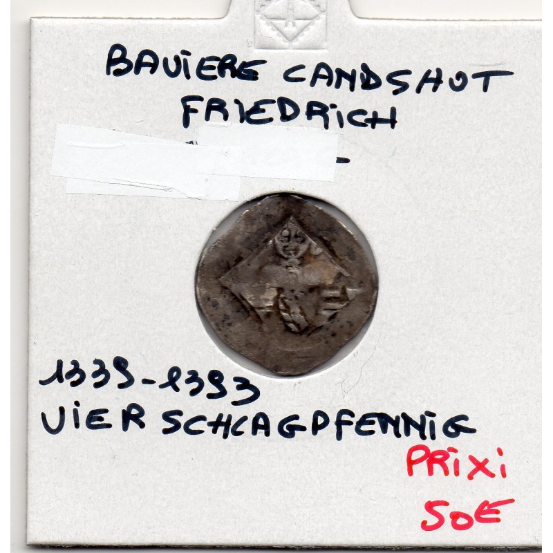 Baviere-Landshut Vierschlagpfennig 1339-1393 TB+, Friedrich von Bayern pièce de monnaie