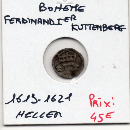 Bohême Kuttenberg Ferdinand 1er heller 1619-1621 TB, pièce de monnaie