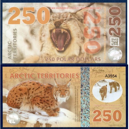 Arctic territories, Billet de 250 polar dollars 2017 Lynx