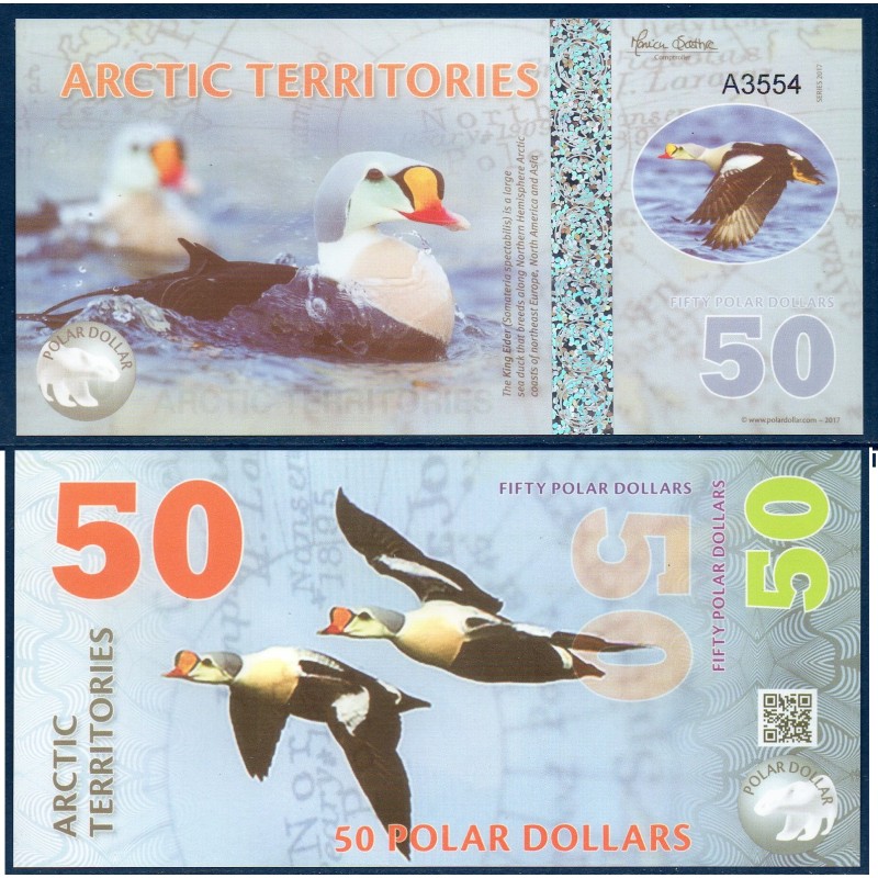 Arctic territories, Billet de 50 polar dollars 2017 eider