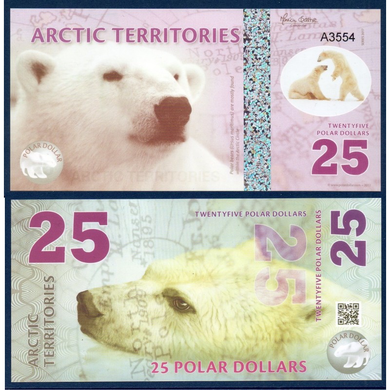 Arctic territories, Billet de 25 polar dollars 2017 ours polaire