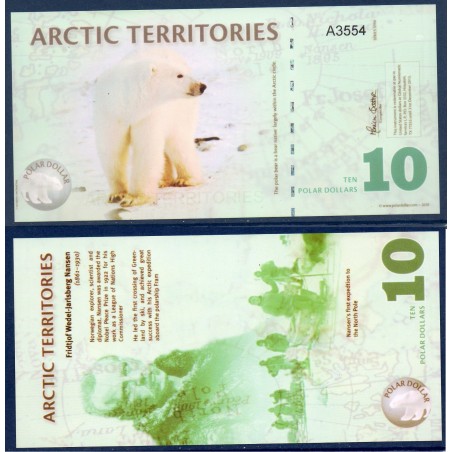 Arctic territories, Billet de 10 polar dollars 2010 ours blanc