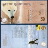 Arctic territories, Billet de 9 polar dollars 2012 gros ours