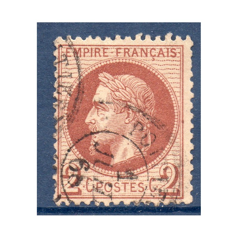 Timbre France Yvert No 26A Empire Lauré 2c rouge-brun Oblitéré