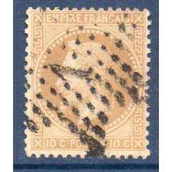 Timbre France Yvert No 28A Empire Lauré 10c bistre Oblitéré étoile