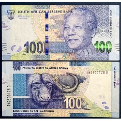 Afrique du sud P.141b, TTB, Billet de 100 rand 2013-2016 Mandela Buffle