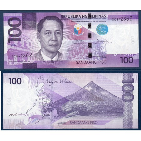 Philippines Pick N°222h, TTB, Billet de banque de 100 Piso 2022