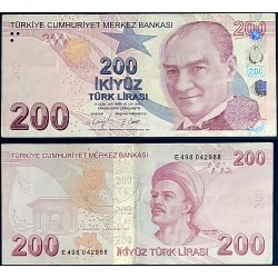 Turquie P.227e, TTB, Billet de 200 Lira 2009 Yunus Emre