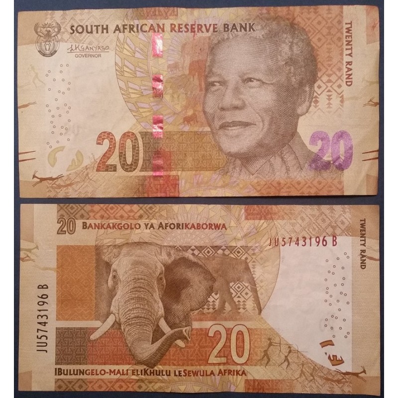 Afrique du sud P.139b, TTB, Billet de 20 rand 2016 Mandela éléphants