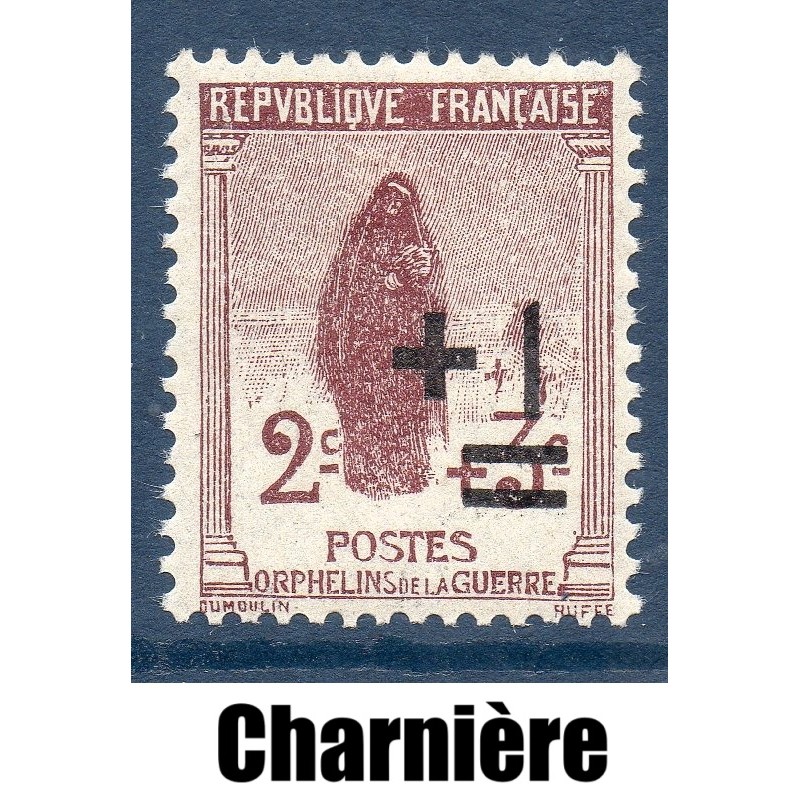 Timbre France Yvert No 162 Orphelins de la guerre surchargé neuf * sur charnière