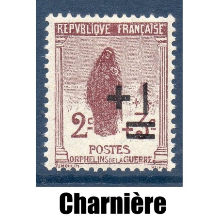 Timbre France Yvert No 162 Orphelins de la guerre surchargé neuf * sur charnière