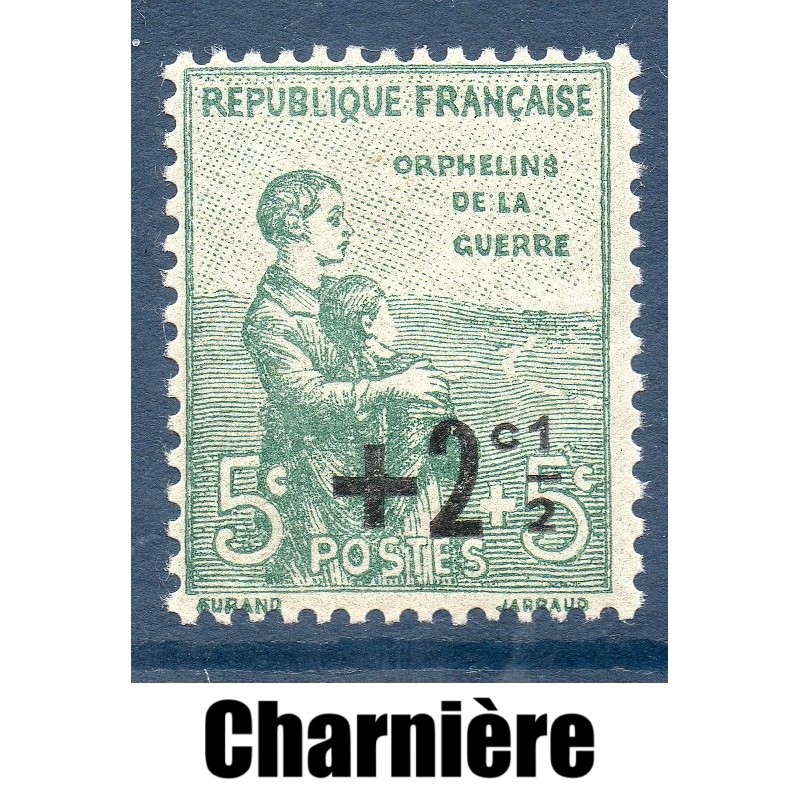 Timbre France Yvert No 163 Orphelins de la guerre surchargé neuf * sur charnière