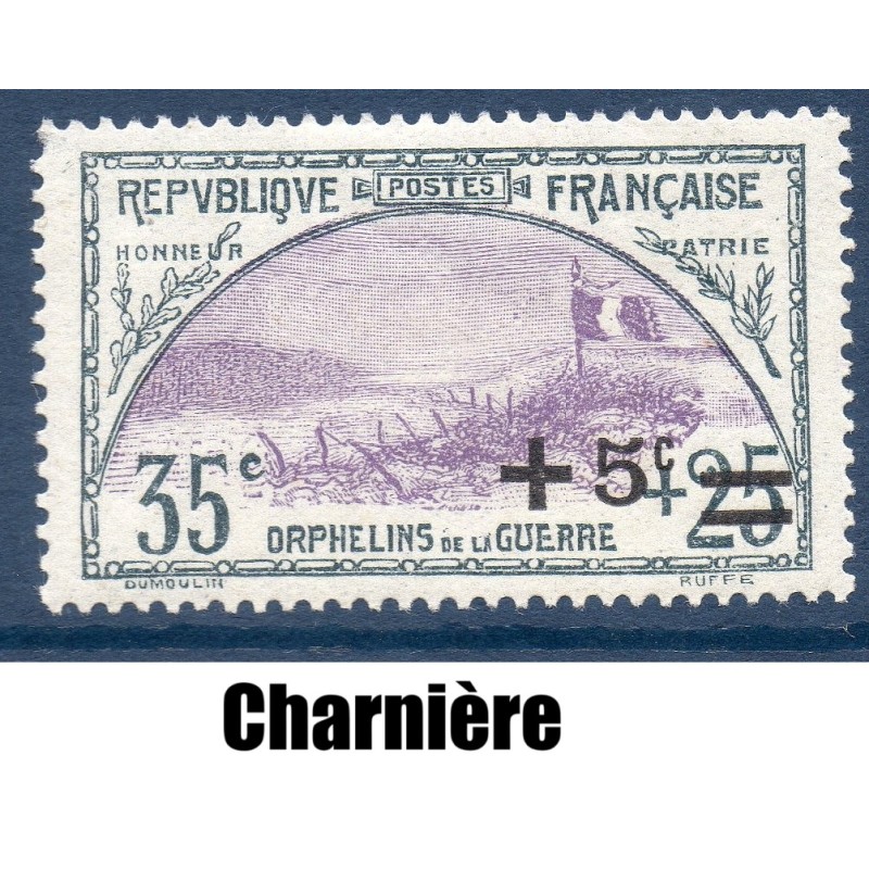 Timbre France Yvert No 166 Orphelins de la guerre surchargé neuf * sur charnière