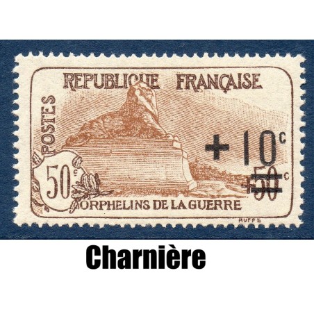 Timbre France Yvert No 167 Orphelins de la guerre surchargé neuf * sur charnière