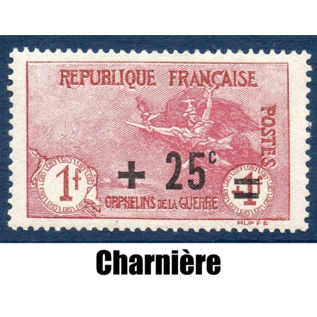 Timbre France Yvert No 168 Orphelins de la guerre surchargé neuf * sur charnière