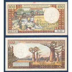 Madagascar P.57a, TTB Billet de 100 francs 1966 Baobabs