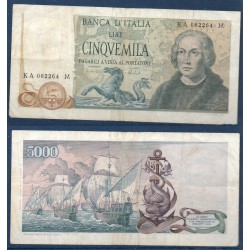 Italie P.102b, TB Billet de 5000 Lire 1973 Colombo