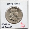 Etats-Unis 1/2 Dollar 1962 D Spl, KM.199 Franklin