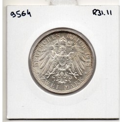 Prusse 2 mark 1913 A Sup+, KM.533 Wilhelm II