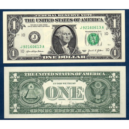 Etats Unis P.549 Kansas city, Billet de 1 Dollar 2021 série J