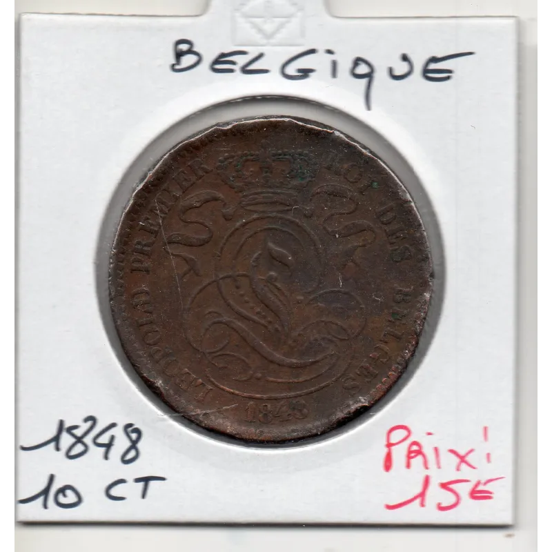 Belgique 10 centimes 1848 TTB, KM.2 Leopold 1er