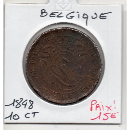 Belgique 10 centimes 1848 TTB, KM.2 Leopold 1er