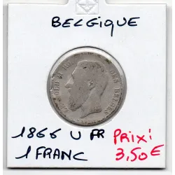 Belgique 1 Franc 1866 en Français B-, KM 28 Leopold II